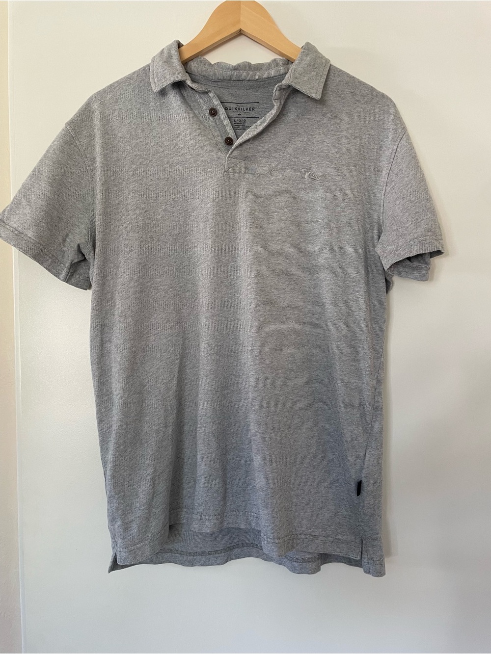 Quiksilver Men’s Light Grey Polo Shirt with Button Placket
